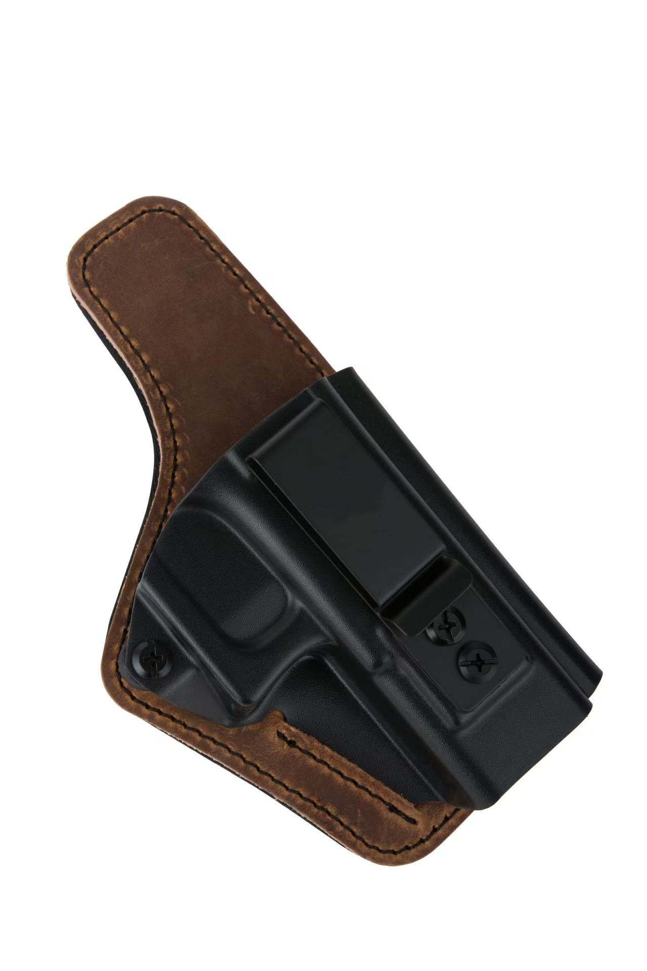 Hybrid IWB holster with thermoplastic shell and leather backing