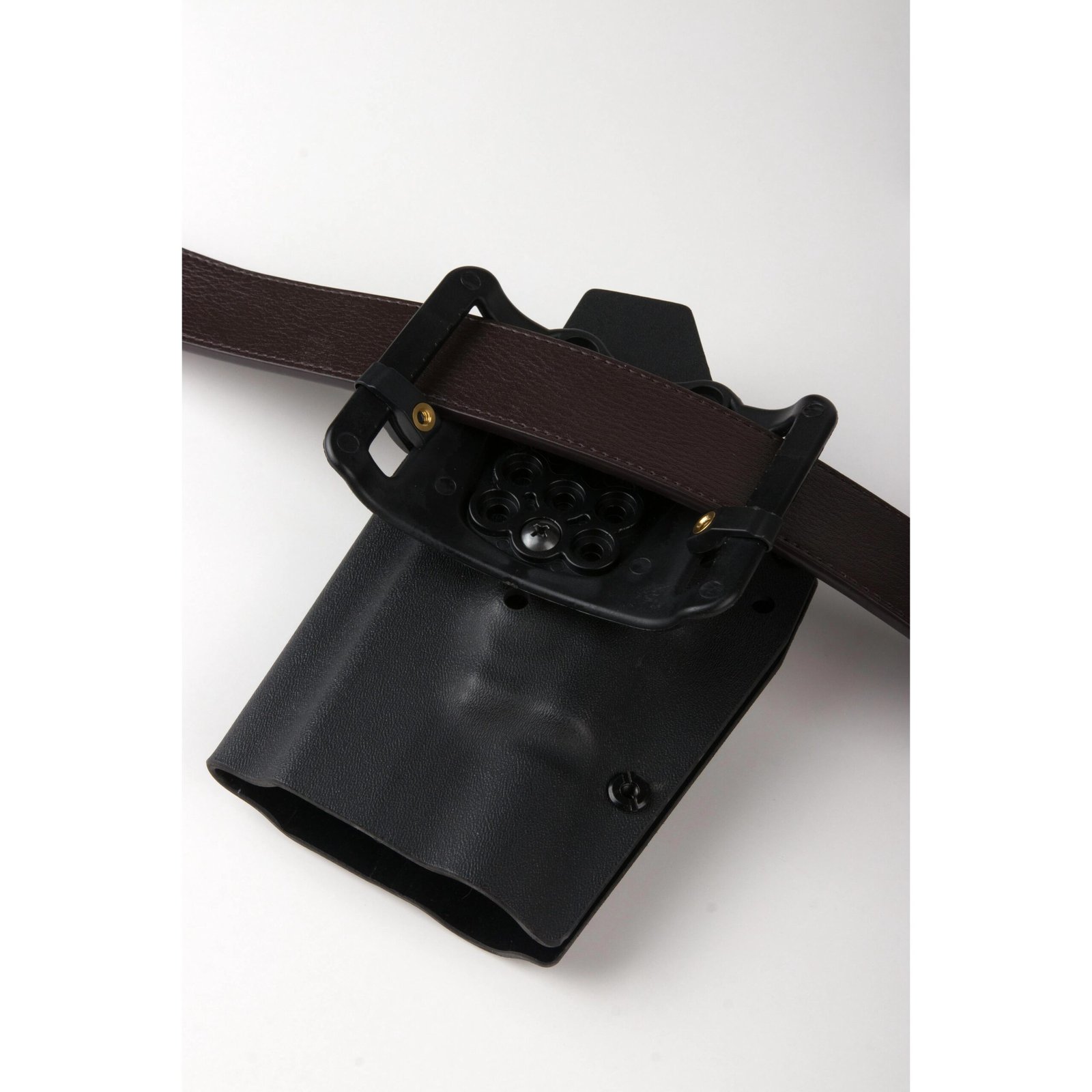 OWB holster with belt attachment installed