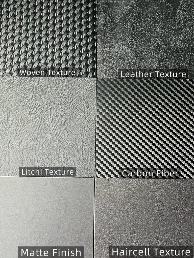 thermoplastic sheet texture comparison woven leather carbon fiber haircell matte
